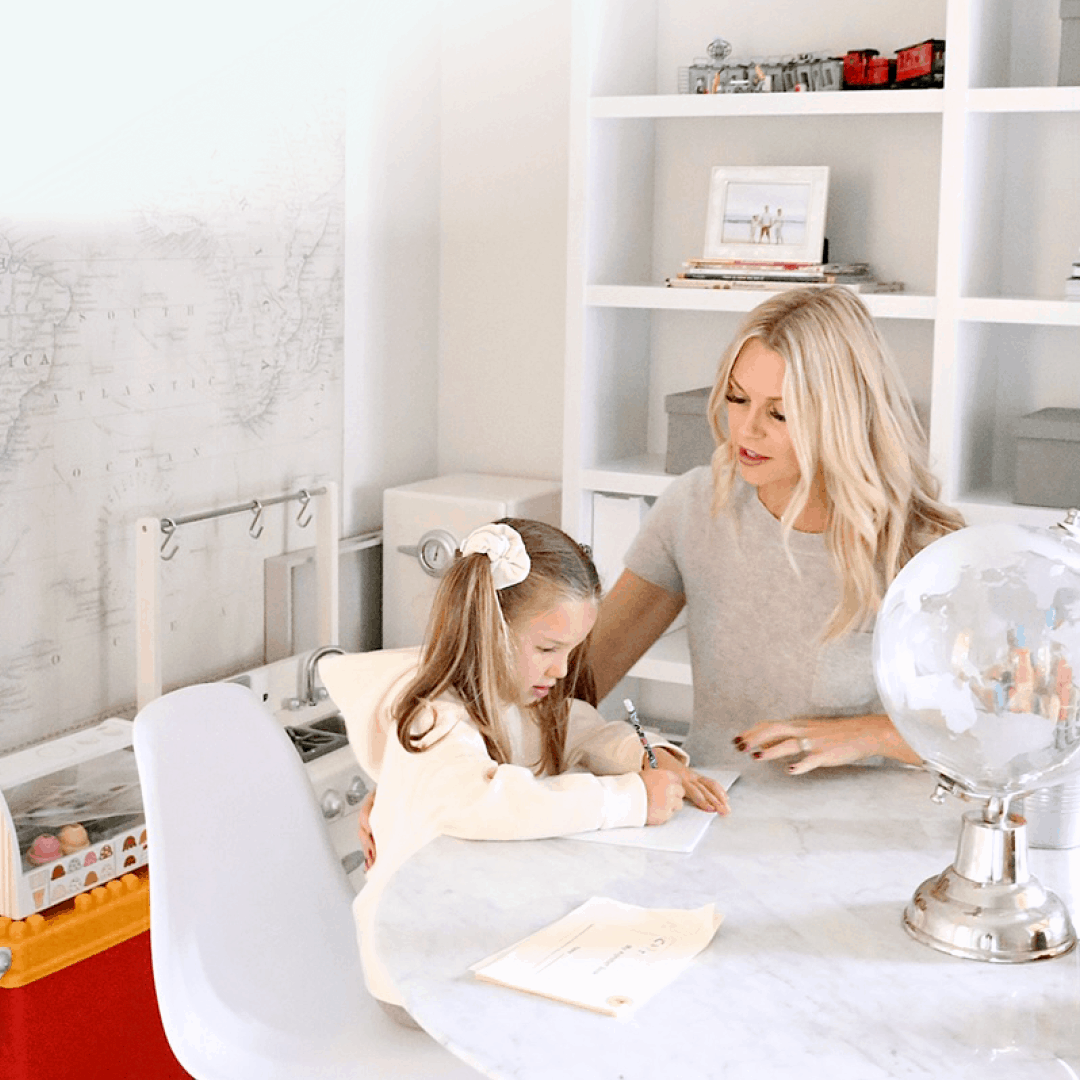 Mom and son connecting before a big day at school. 