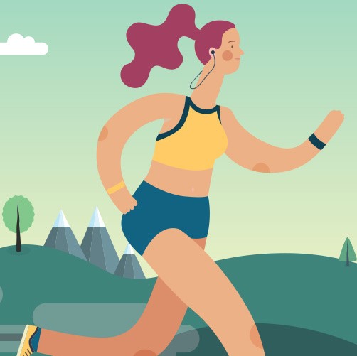 drawing of a woman out for a jog